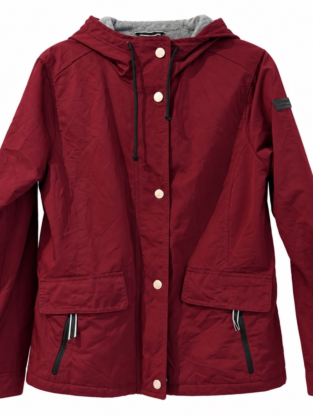 Hollister Women's Burgundy Hooded Utility Jacket
